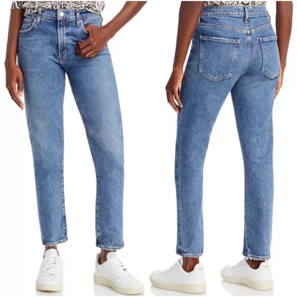 AGOLDE Toni Mid Rise Straight Jean in Dime Wash